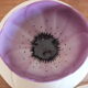 3 purple cups, porcelain flowers Geneviève Lethu