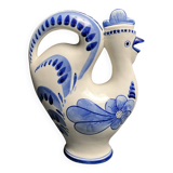 Pitcher bottle hen earthenware white blue USSR 20th century