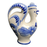 Pitcher bottle hen earthenware white blue USSR 20th century