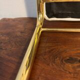 Gold metal and white leatherette stool from the 80s