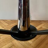 Vintage chandelier in chrome metal, steel and molded glass -3 branches