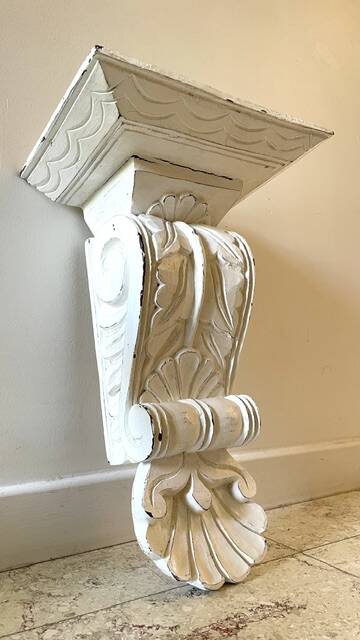 White Patinated Wall Console Shelf