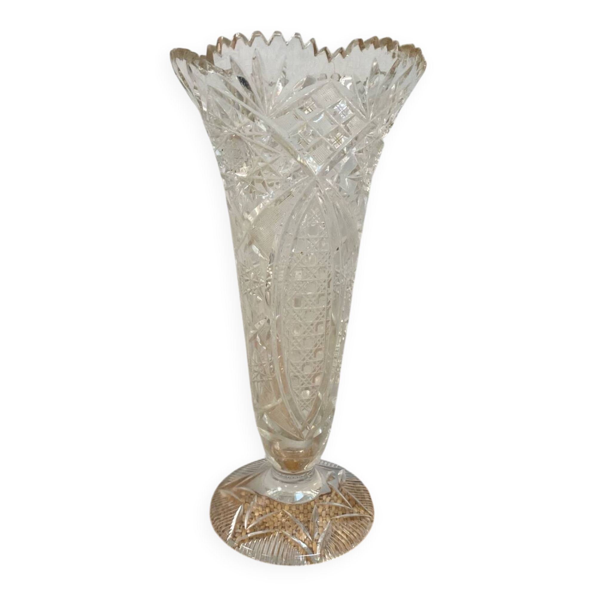 Large cut crystal vase - H35 cm