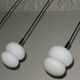 Set of 3 opal glass organically shaped pendant lights, 1960s