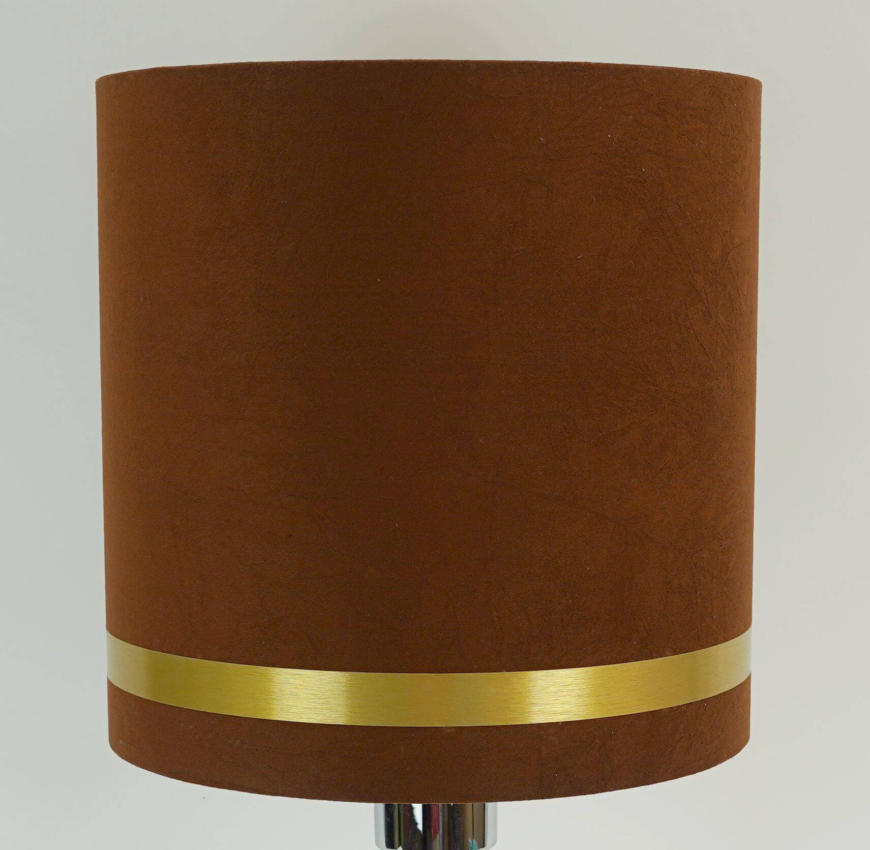 1970s table lamp aro-leuchten chrome base brown velvet lampshade