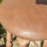 Paire de tabourets de bar, bois et simili cuir