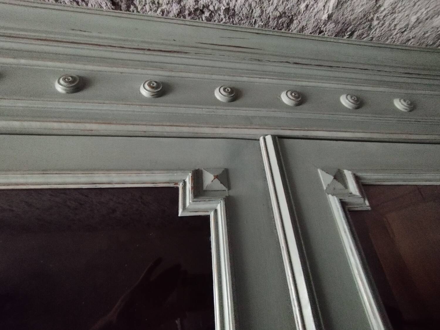 Old 2-door bookcase with chalk paint blue patina