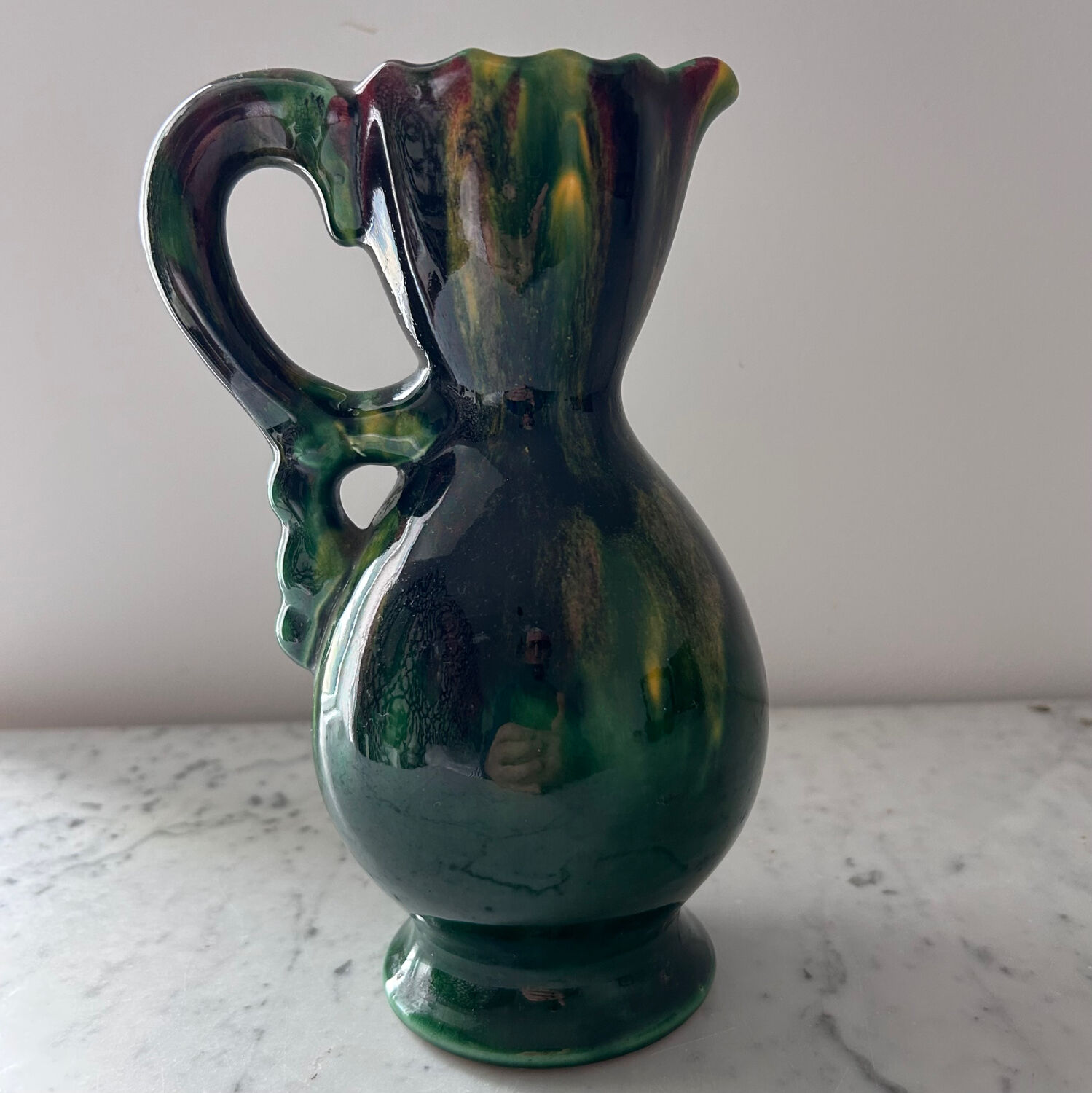 Flamed glaze pitcher