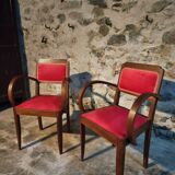Pair of French Art Deco armchairs in beech, 1930s