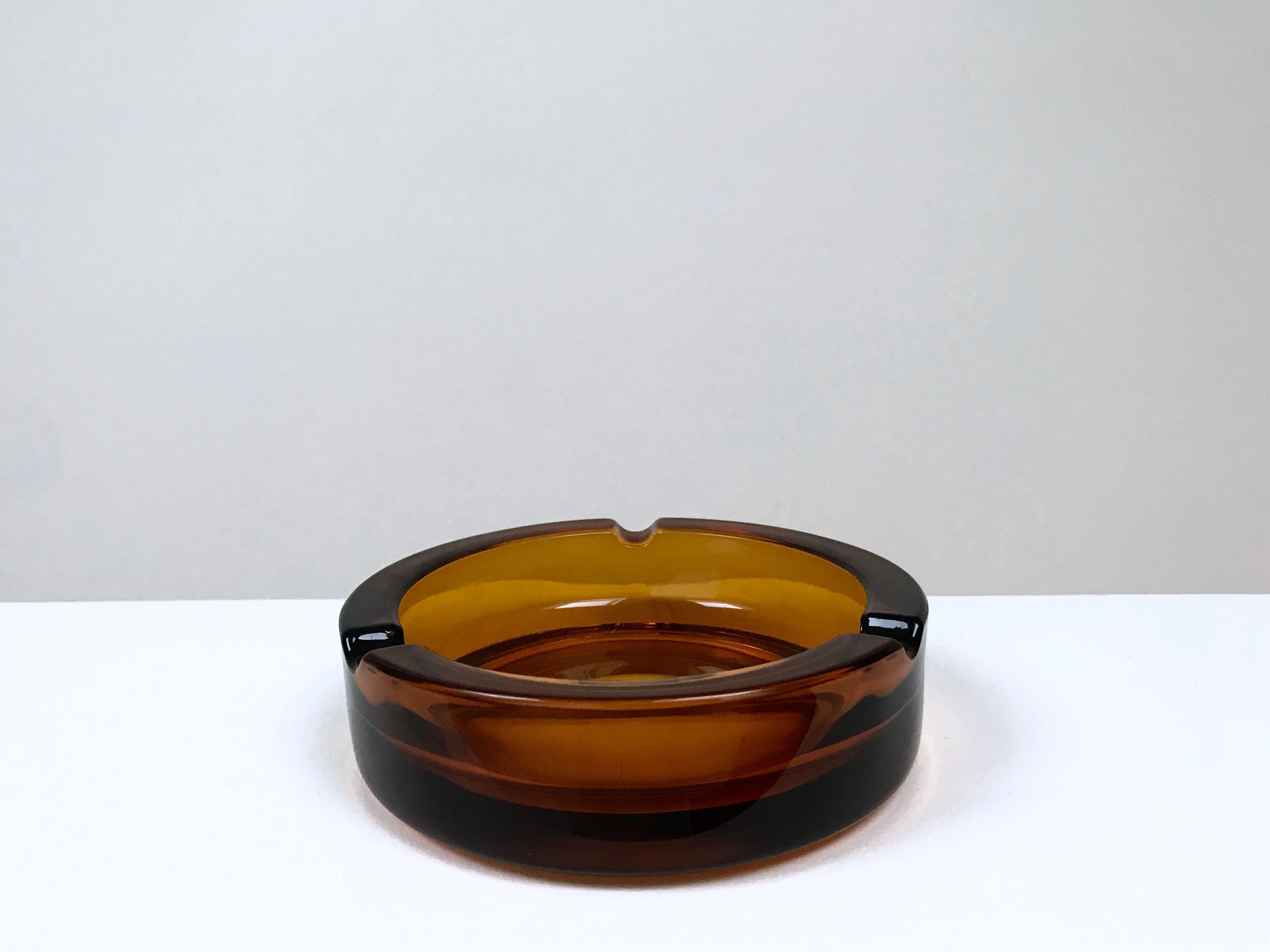 Ashtray glass amber, Italy, 1970
