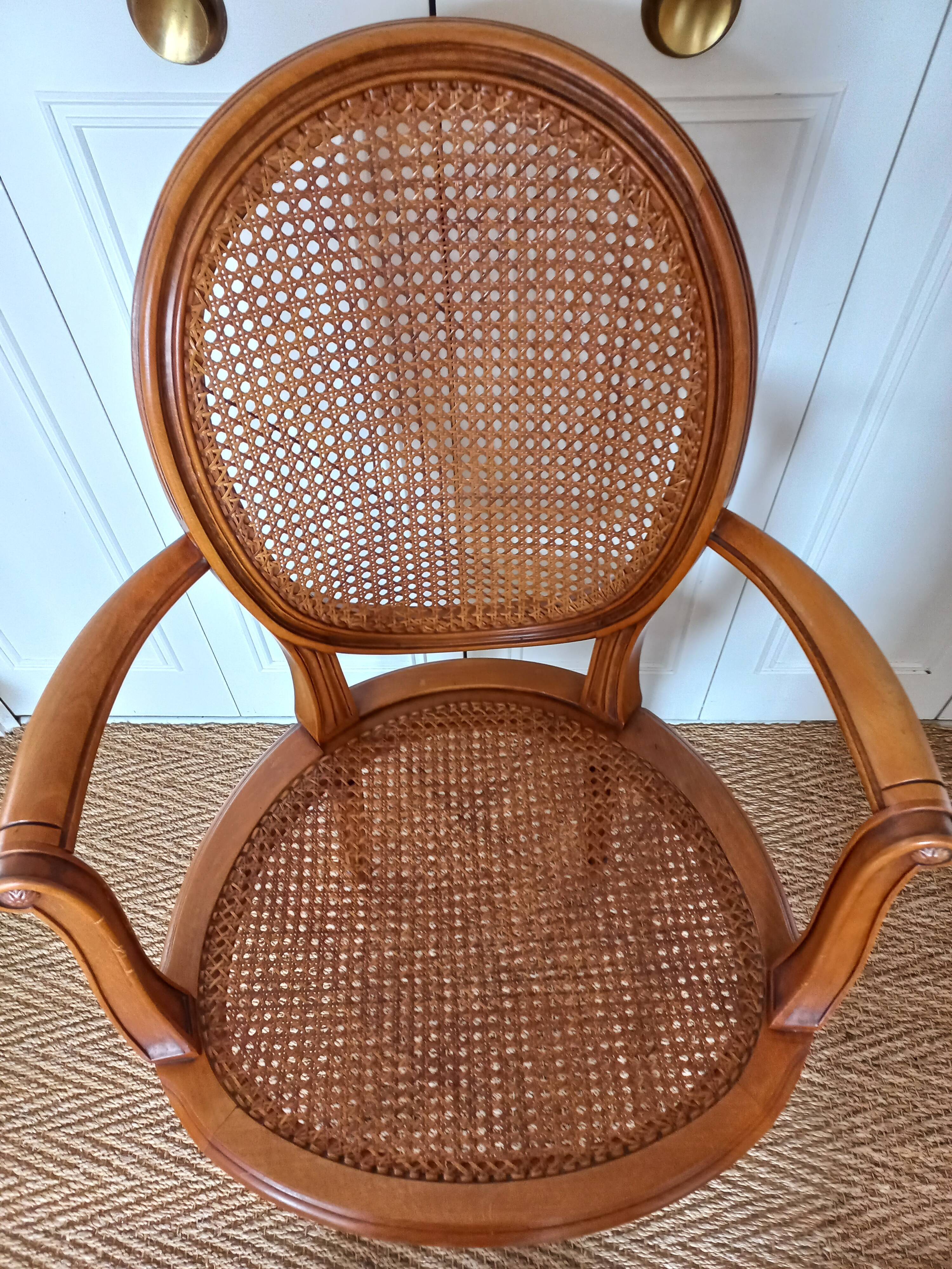 Canned medallion armchair in Louis XVI style
