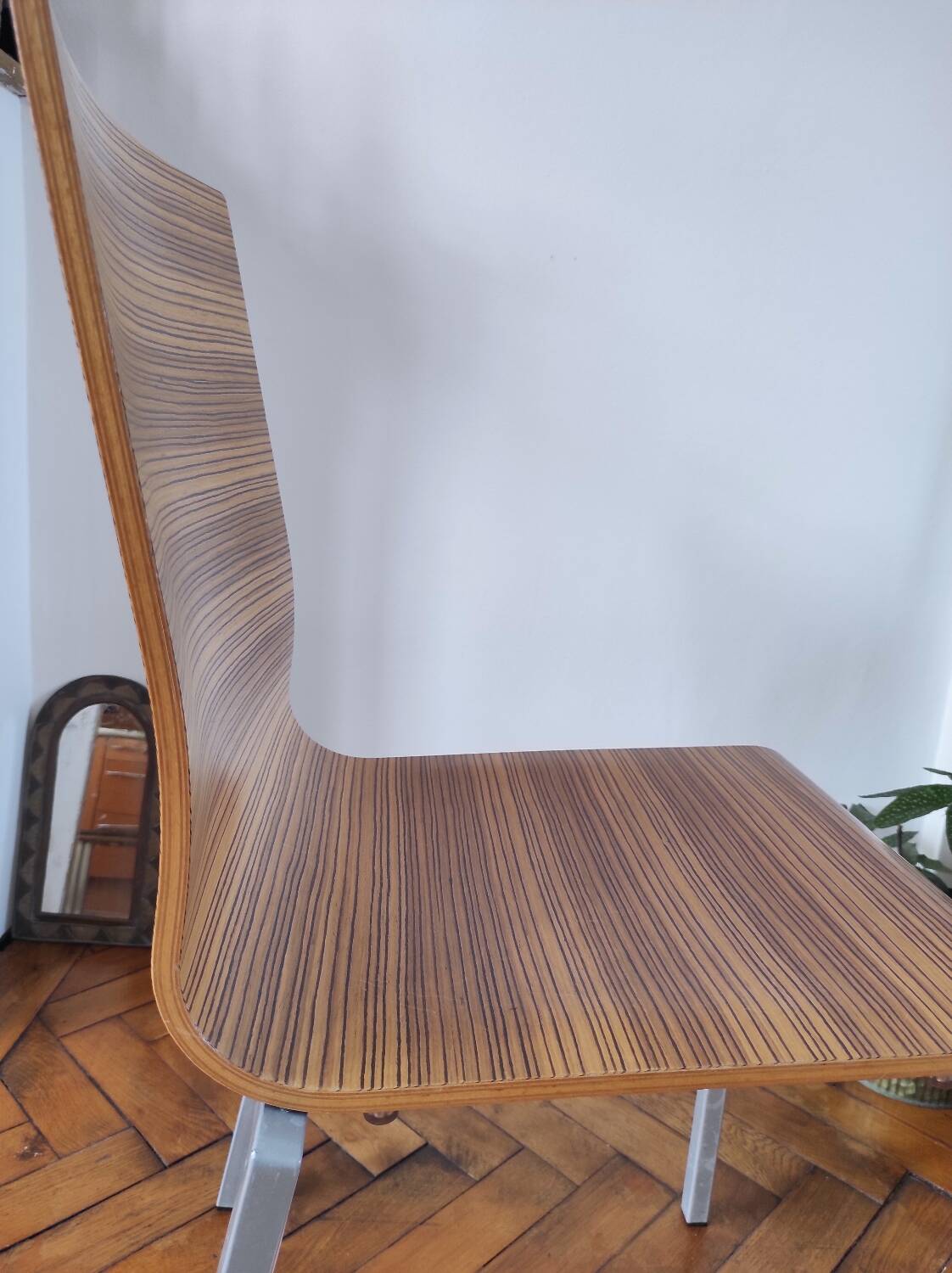 Italian design chair Pedrali "Kuadra" in Zebrano wood