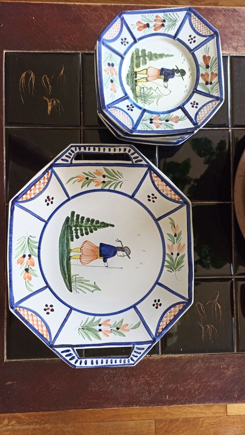 Old dessert service HB Quimper from the 20s