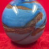 Ball sphere blue art glassware marble style murano de gino vase