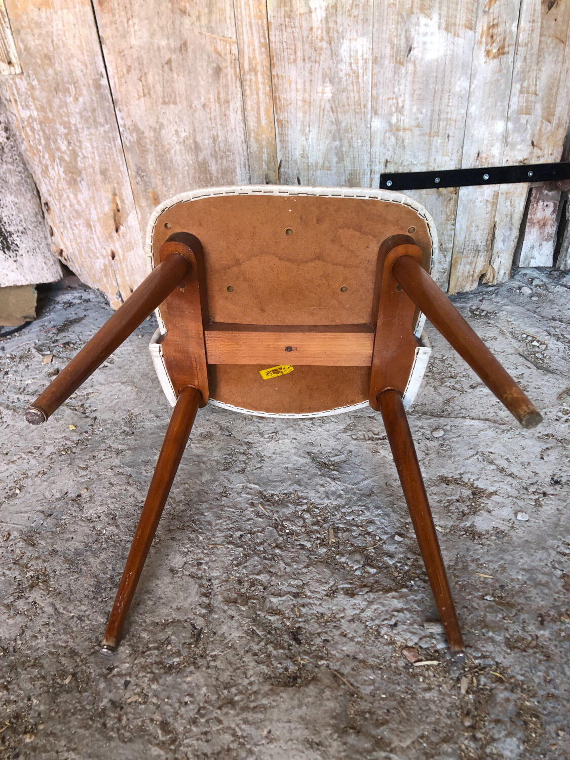 Scandinavian armchair skai white compass wooden vintage