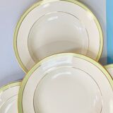 7 plates of the 60s green and white - moulin des loups & orchies france- retro-