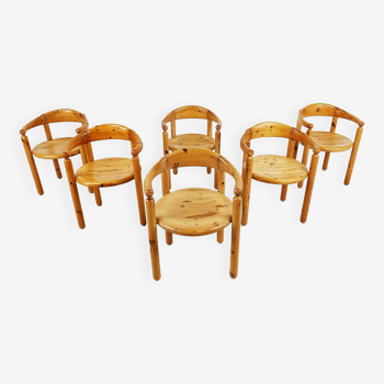 Ensemble de 6 chaises en pin massif scandinave par Rainer Daumilier pour Hirtshals Savvaerk