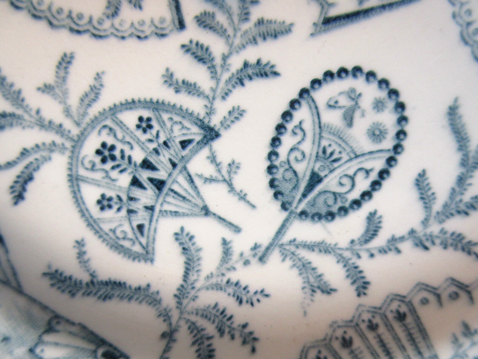 Art nouveau plate by longwy, grey-blue model: eventails