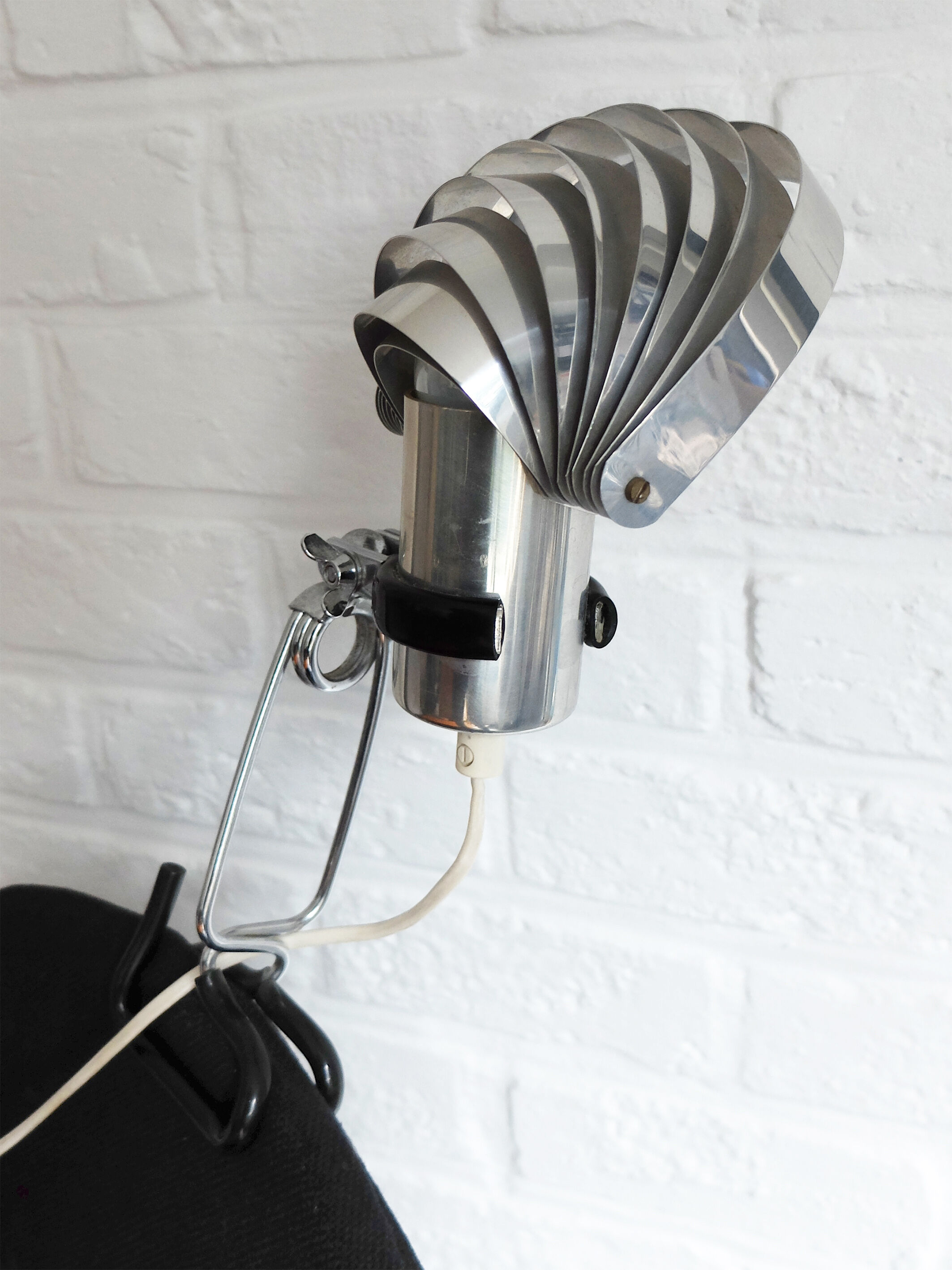 Adjustable metal clip lamp, fan, 1980s