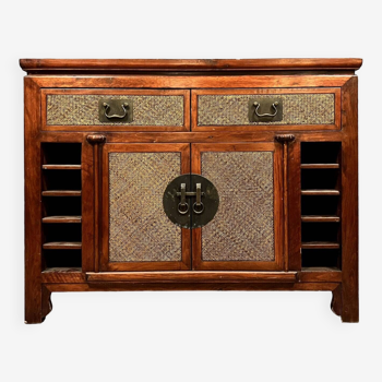 China 20th century: vintage buffet in exotic wood and rattan