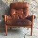Scandinavian armchair in teak and leather - 1960