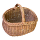 Round oval basket in rattan and woven wicker with handle