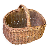 Panier rond ovale en rotin et osier tressé avec manche