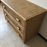 Vintage rattan chest of drawers