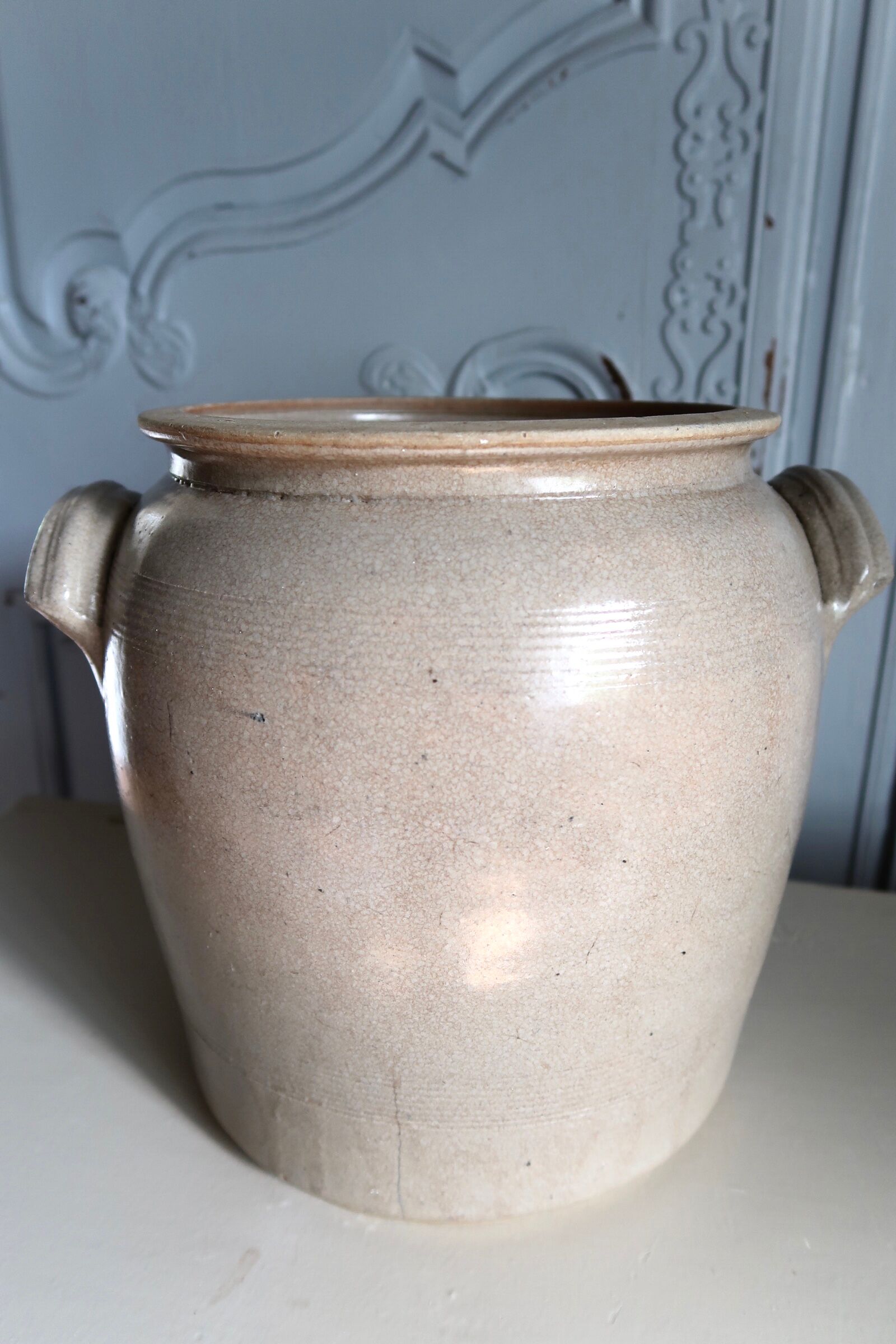 Old grey sandstone pot