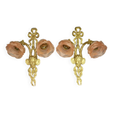 Pair of sconces with the heads of Zephyr Louis XVI style