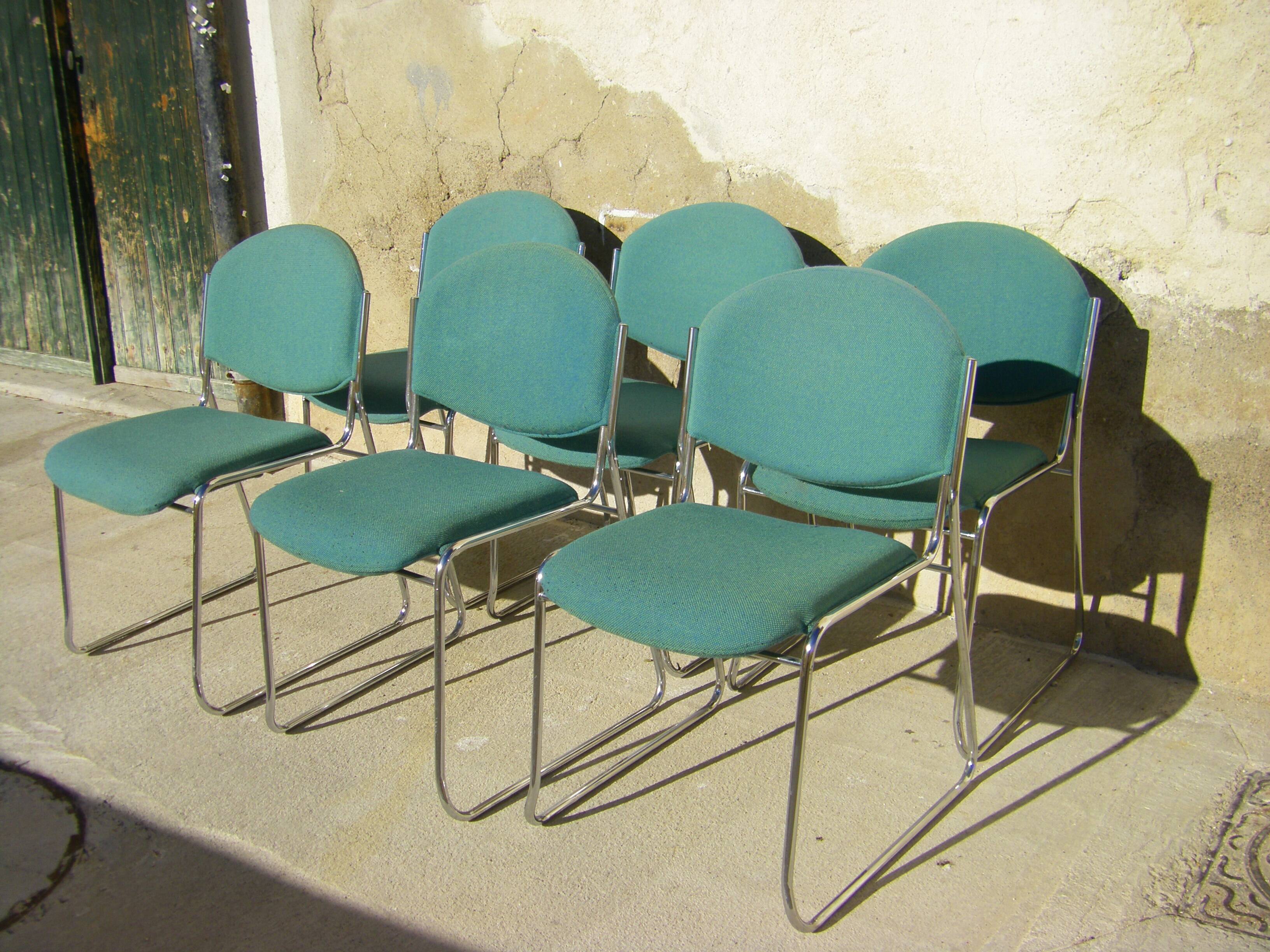 Set of six stackable vintage chairs