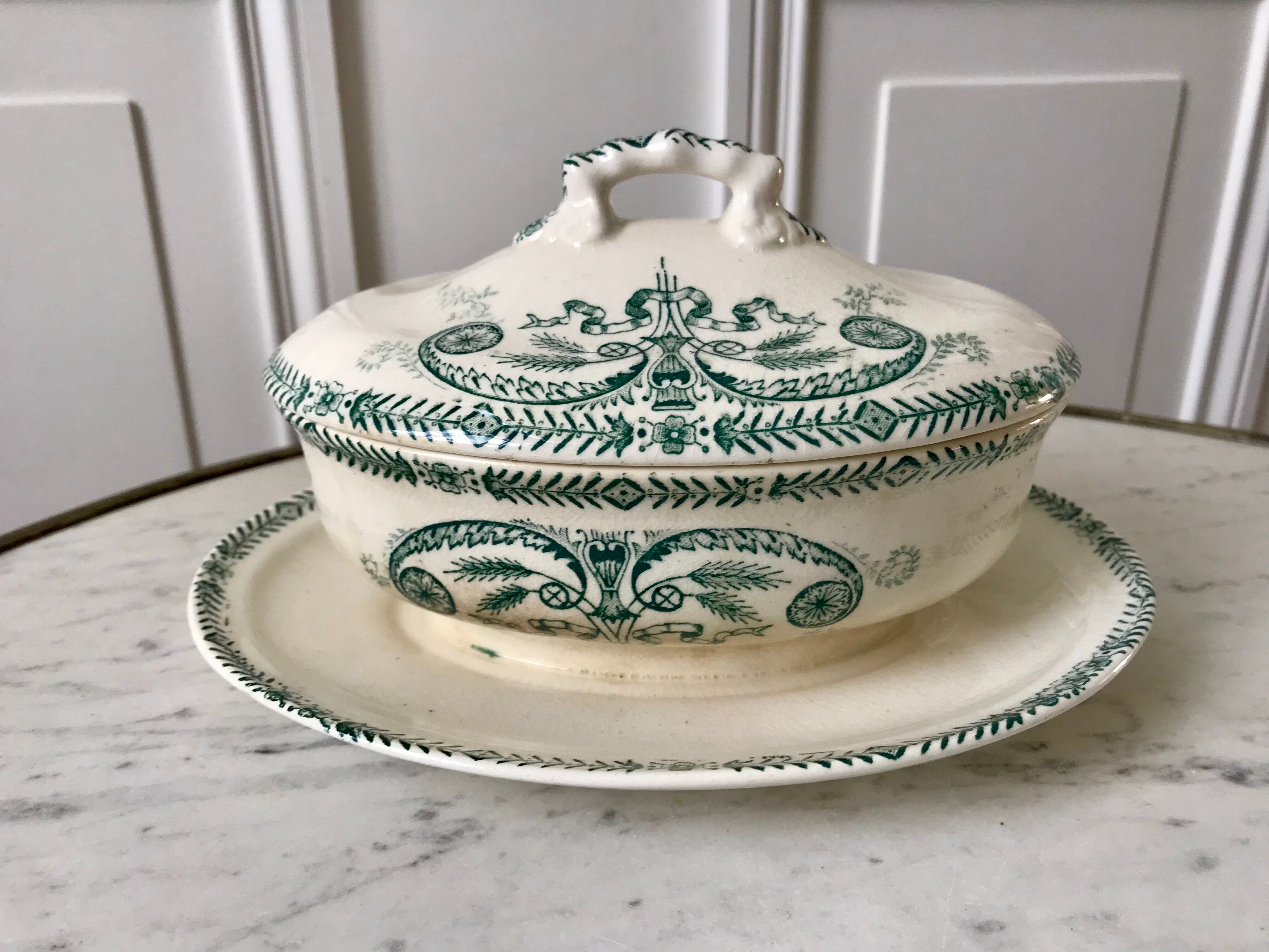 saucière Terre de Fer Longwy model Empire late nineteenth