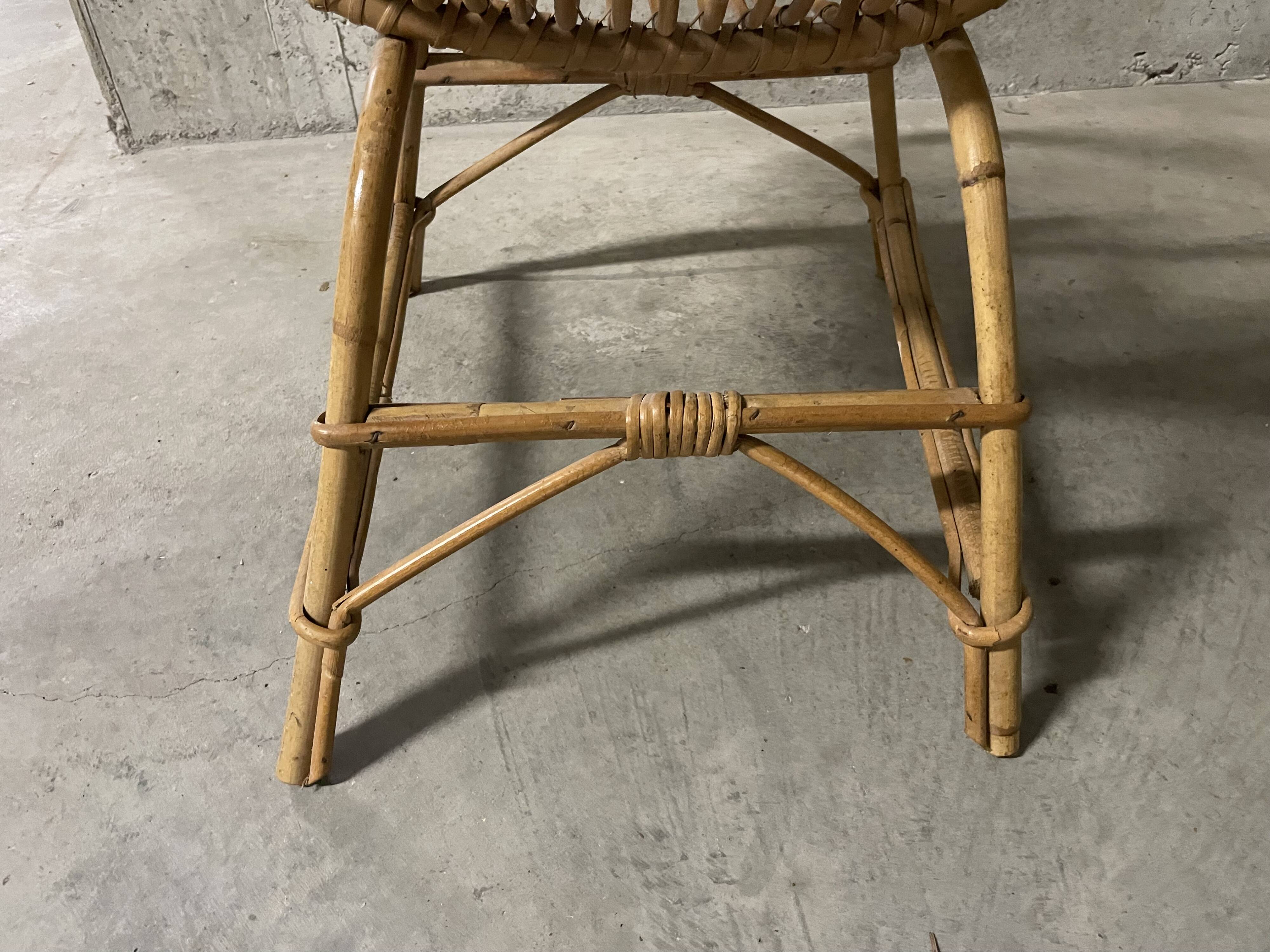Fauteuil en rotin années 60