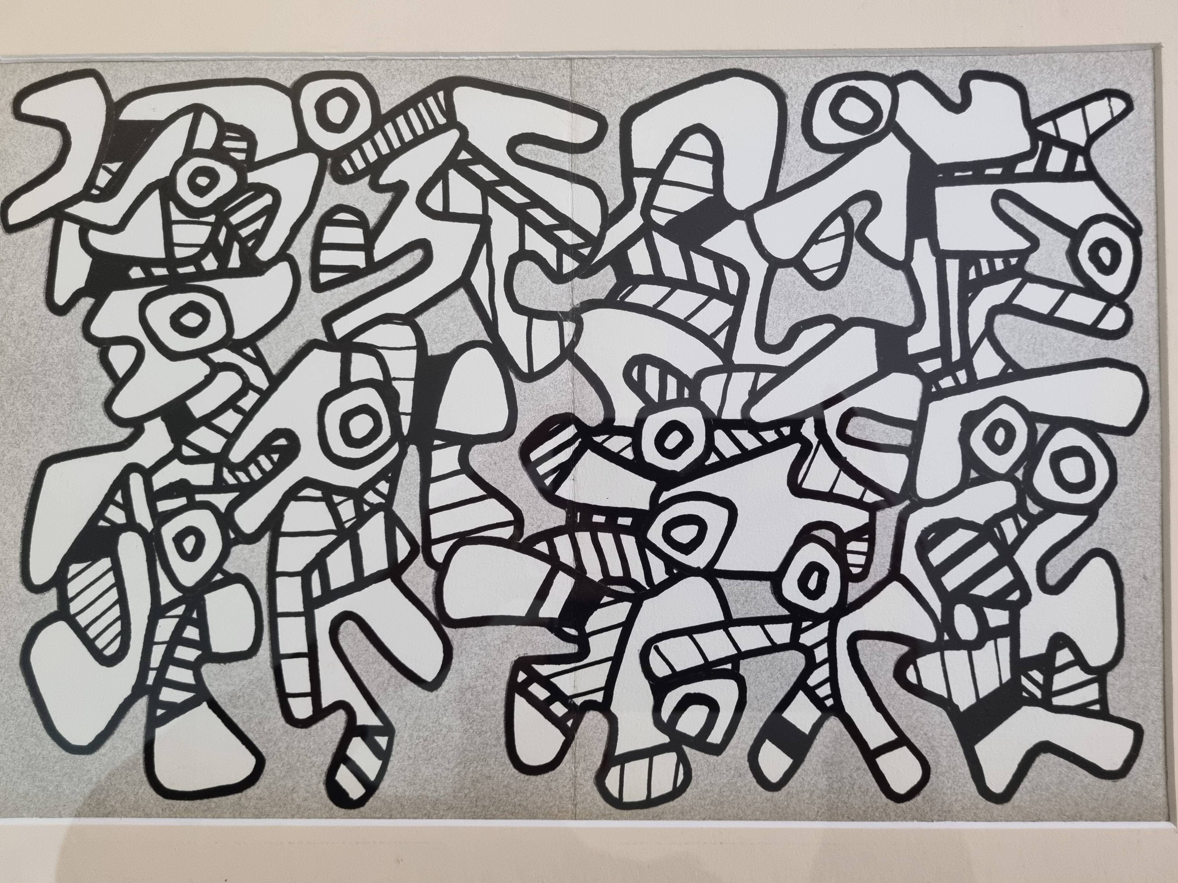 Screenprint after Jean Dubuffet framed under glass 41 cm by 31 cm