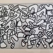 Sérigraphie d'après Jean Dubuffet encadrée sous verre 41 cm par 31 cm