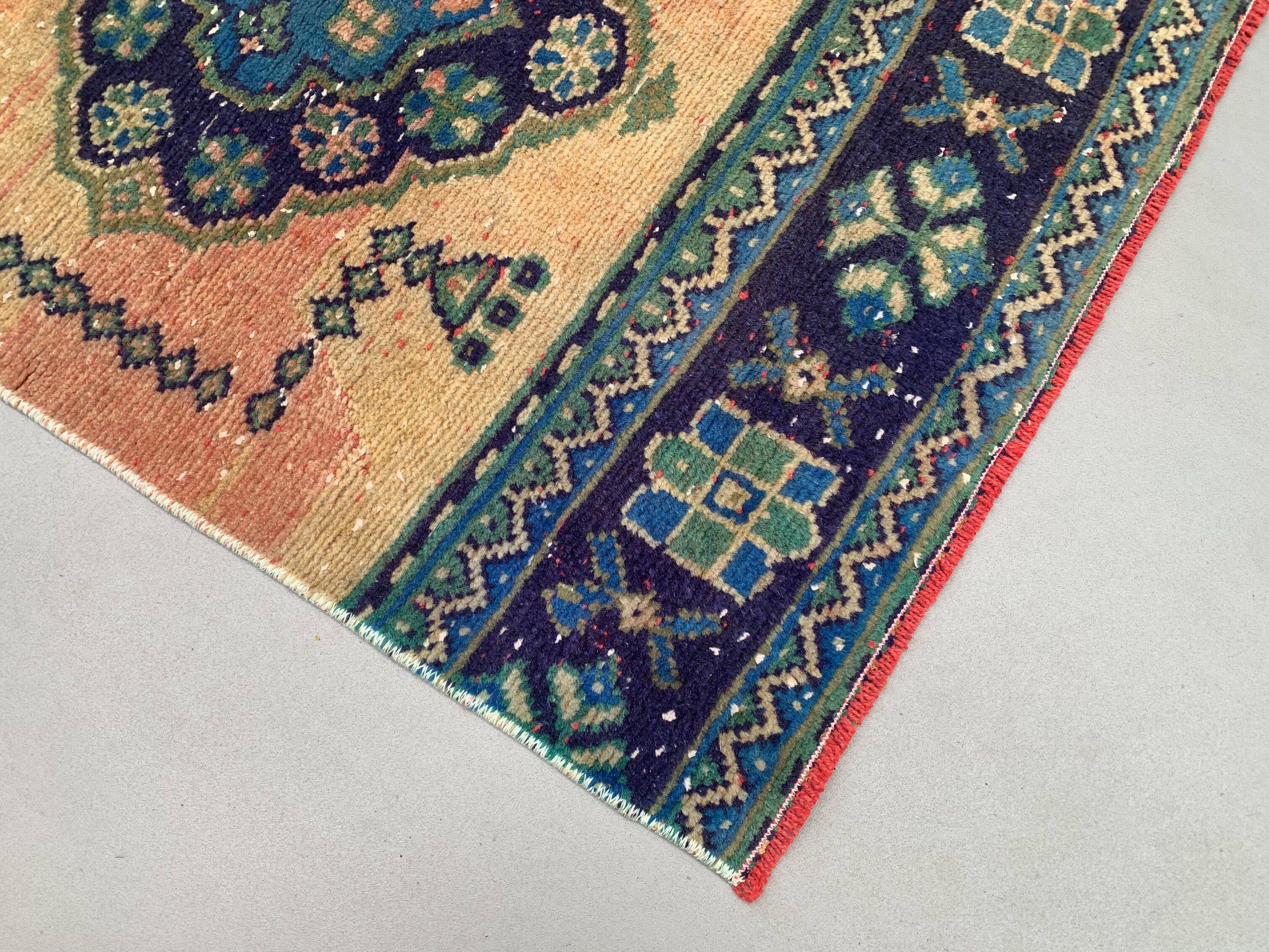 Distressed Turkish Runner 335x81 cm wool Vintage Tribal Rug