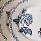 Set of 4 plates old blue flowers on cream background