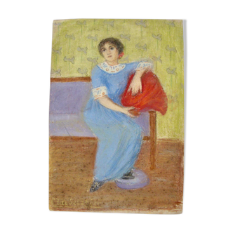 Painting portrait young woman 1930