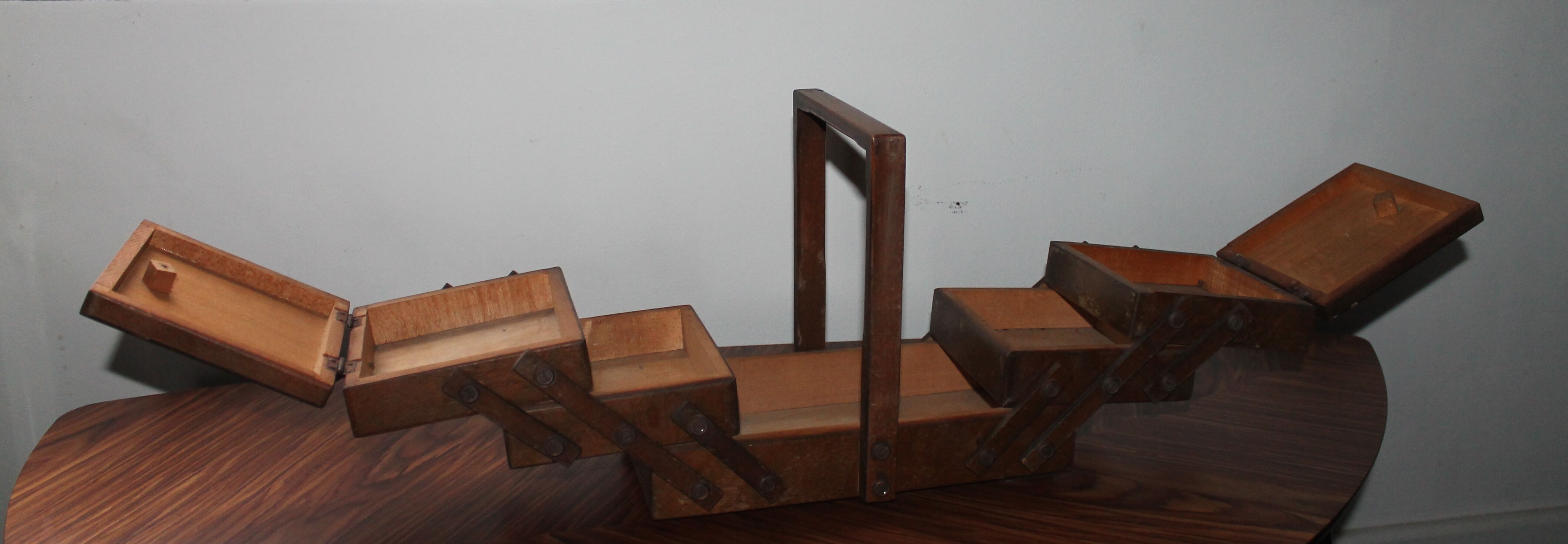 Wooden sewing box from the 60s and 70s