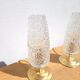 Pair of vintage diamond and brass tulip lamps