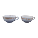 2 cups Gien earthenware breakfast pattern with orange wheat cob diam 12 cm