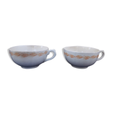 2 cups Gien earthenware breakfast pattern with orange wheat cob diam 12 cm