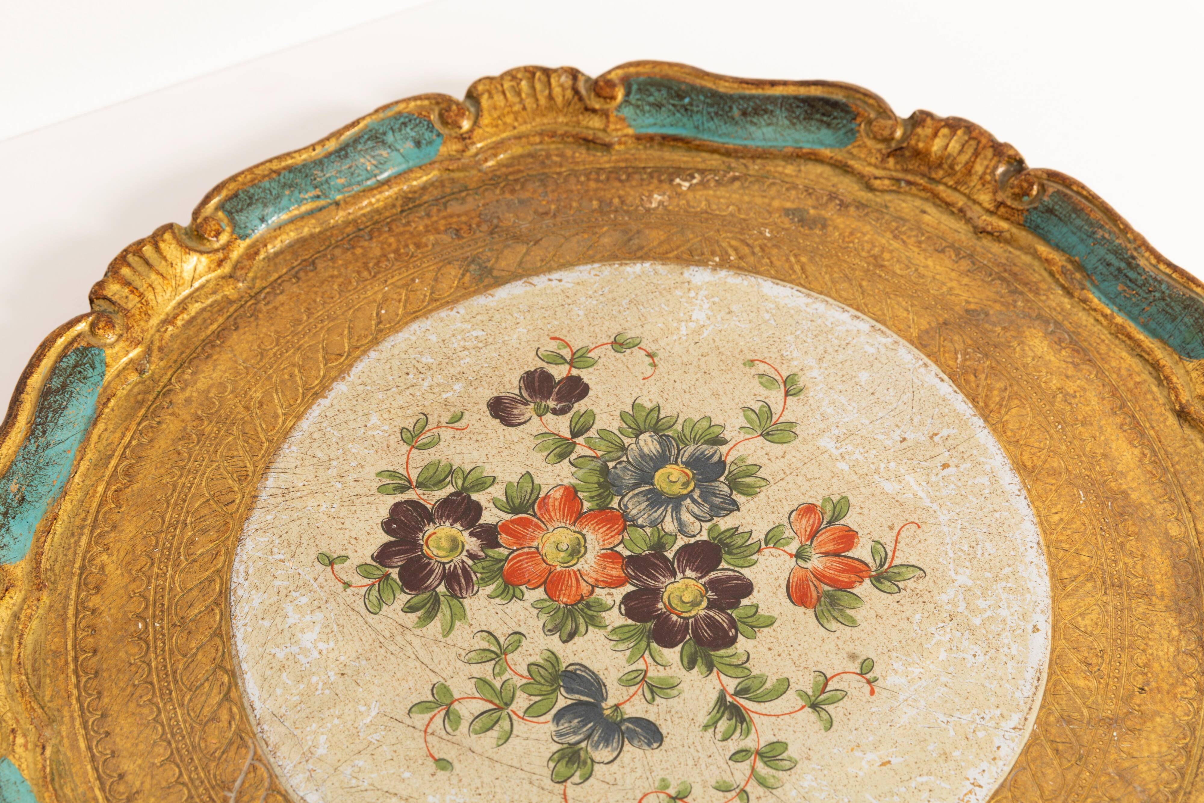 Vintage light blue decorative wooden plate, Italy, 1960s.