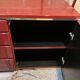 Burgundy lacquered vintage enfilade and brass by Eric Maville