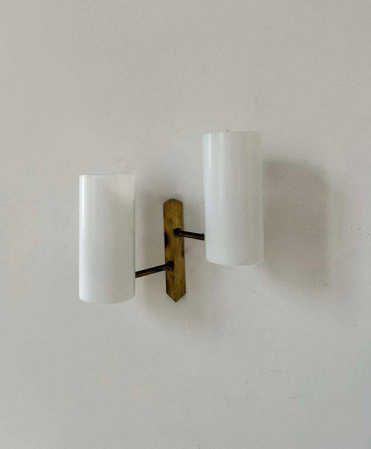 Vintage double wall light, brass and Perspex, Italy 1970