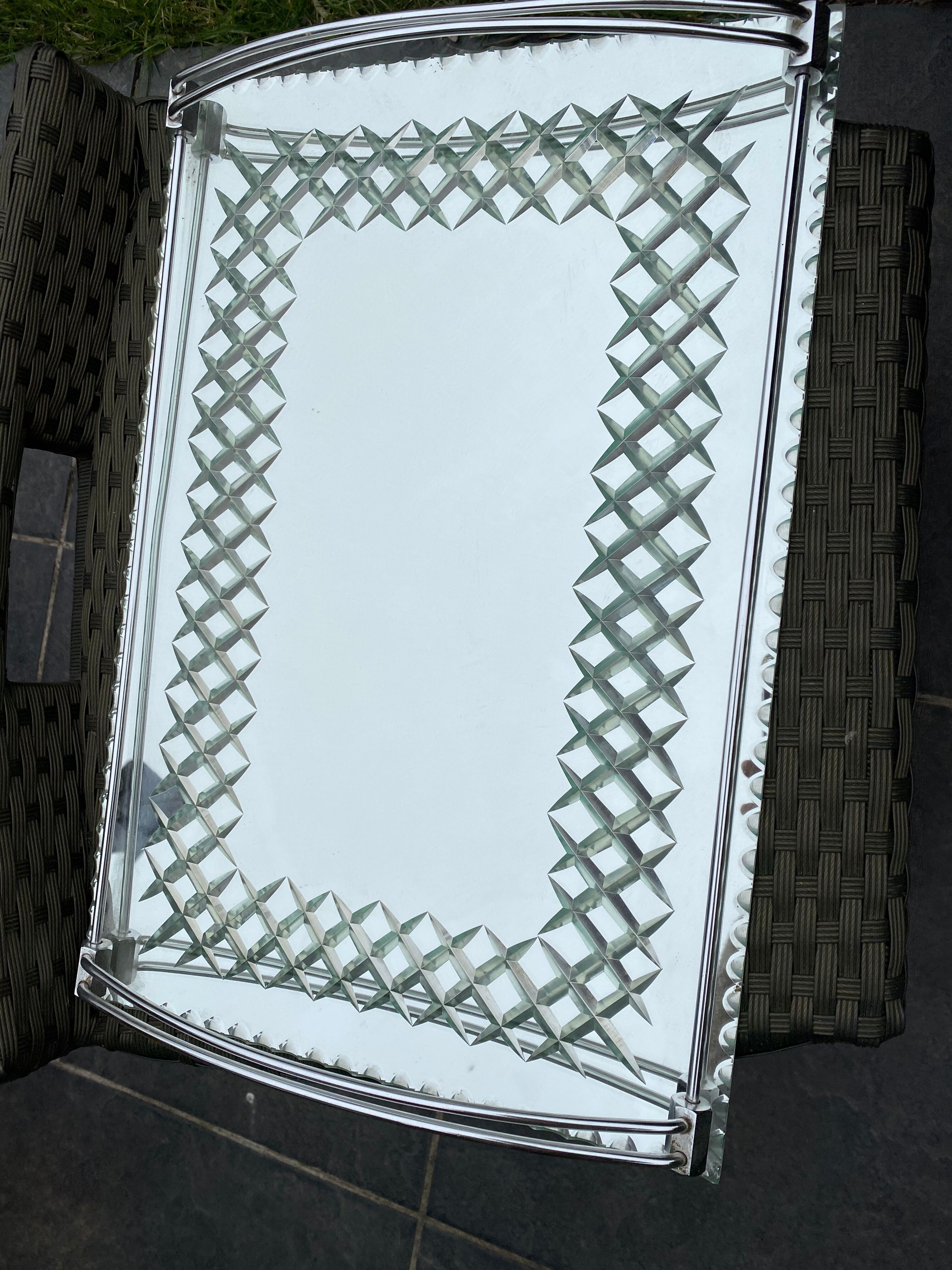 Vintage art deco-style mirror tray