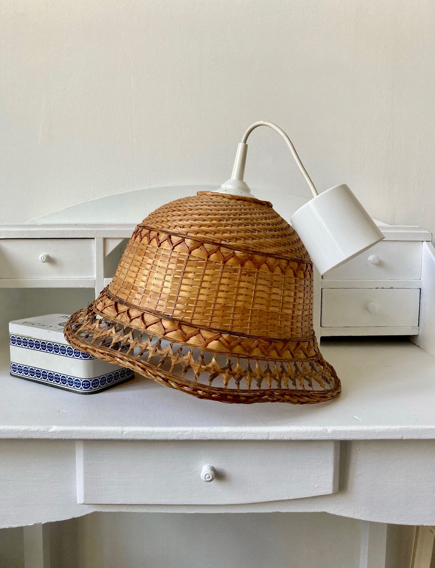 Vintage wicker pendant lamp