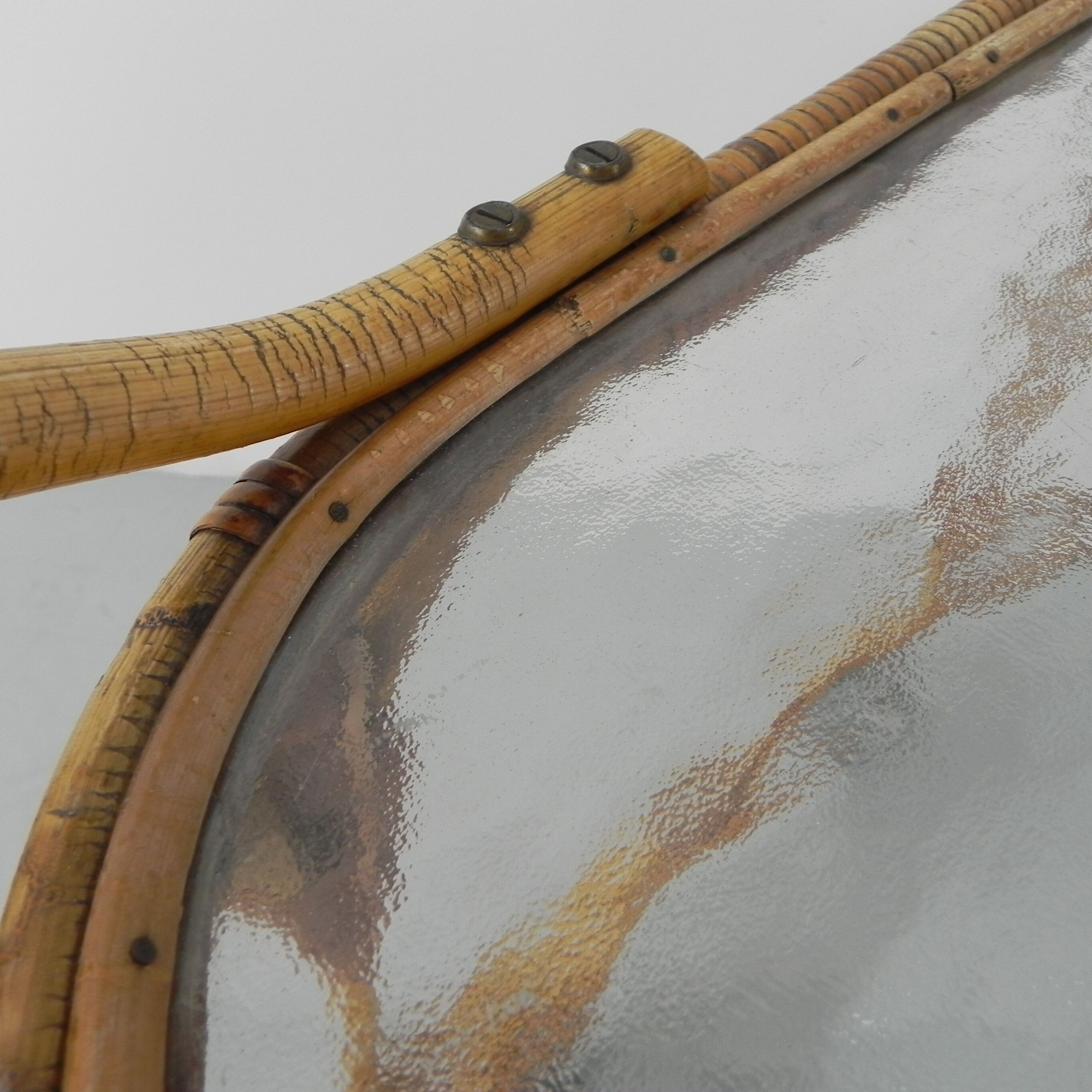 Bamboo, rattan serving trolley on castors