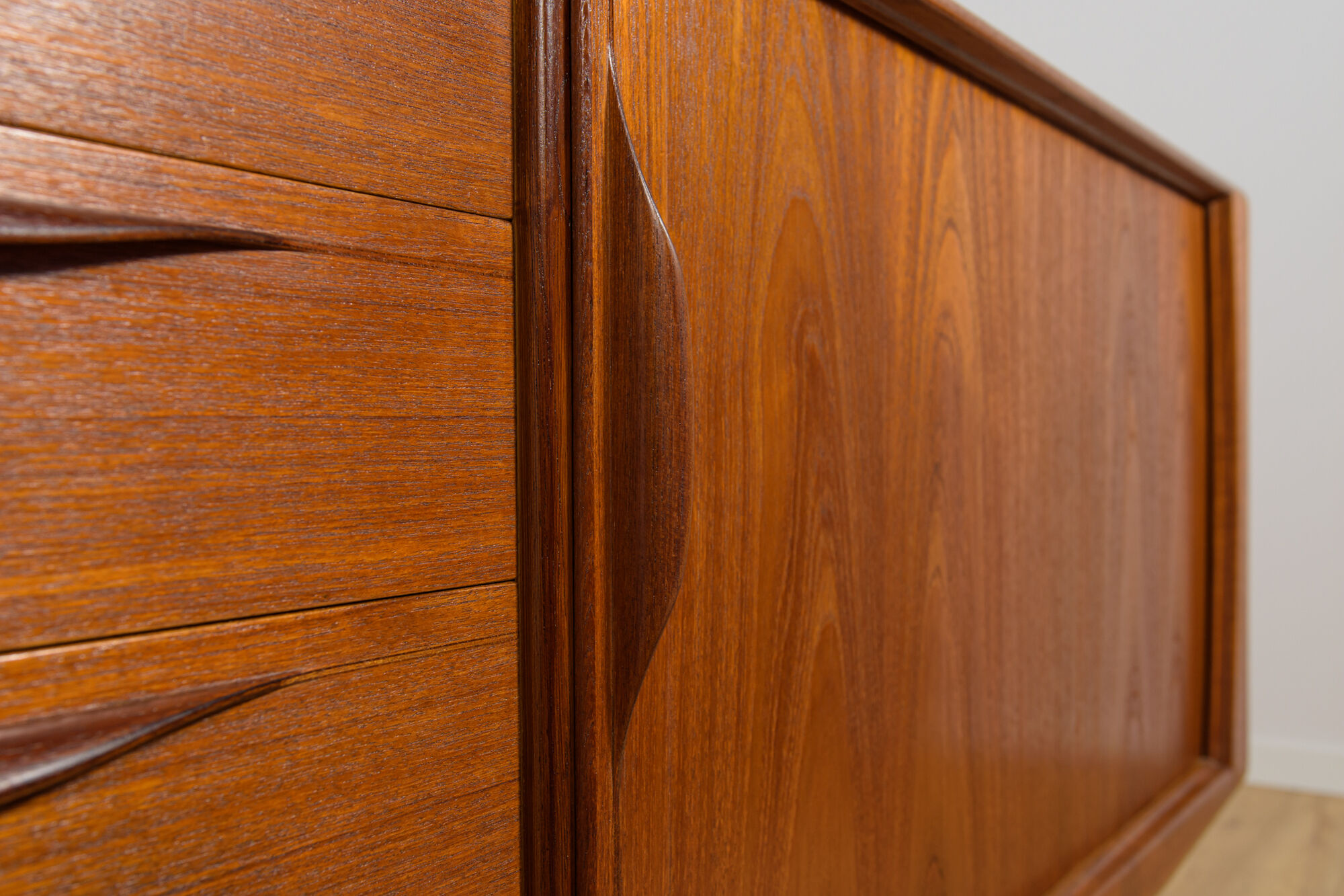 Mid-Century Large Teak Tambour Door Sideboard, Denmark, 1960s