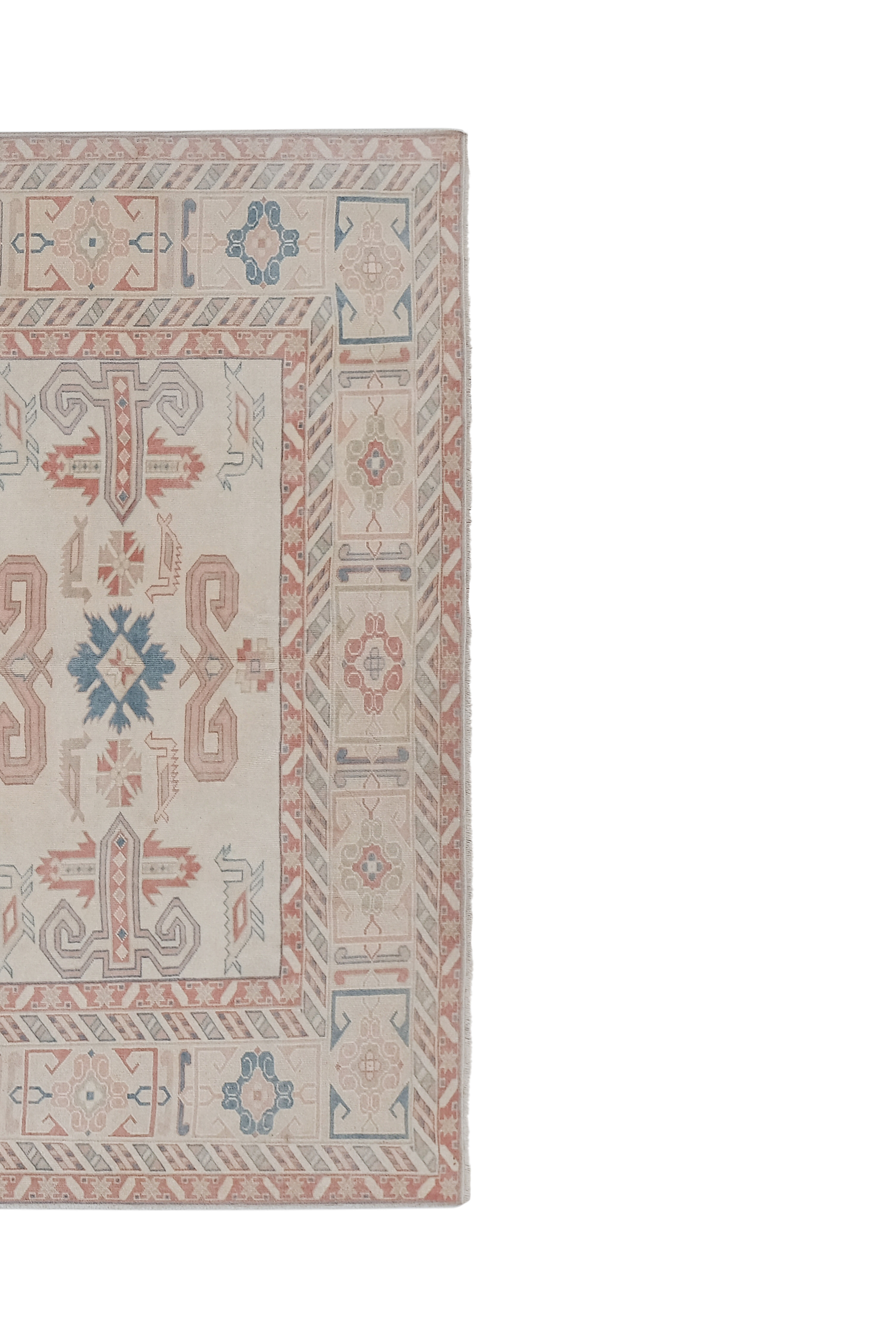 Vintage turkish kars rug with romantic mid-century modern style 5'8" x 8'6"